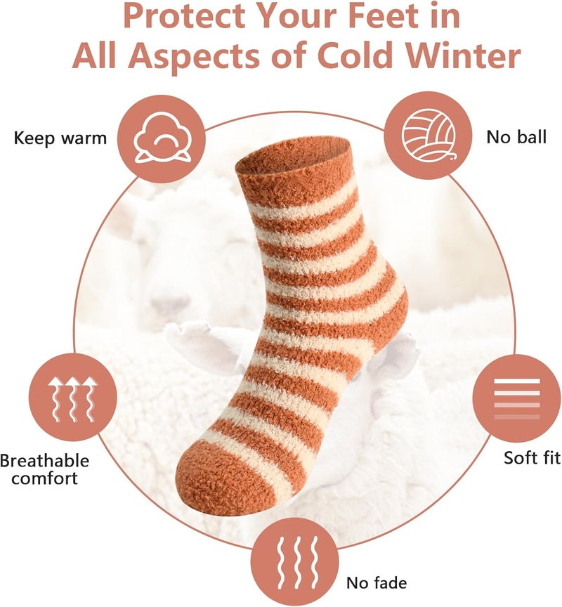Lisacool 5 Pairs Womens Wool Socks - Winter Warm Socks - Thick Thermal Knit Vintage Cozy Crew Soft Gifts for Women - Image 3